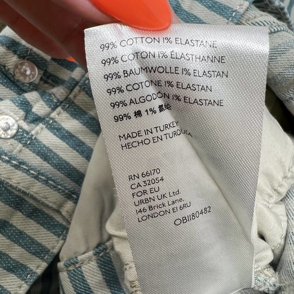 NWT Free People High Wasted Striped Blue Green Flare Jeans Size 29 - Picture 6 of 10